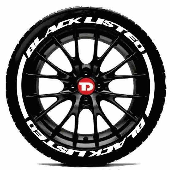 Black Listed Tyre Sticker (letter + strip)