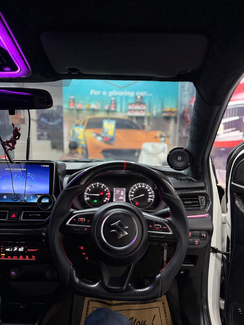 Carbon Dipped Steering Wheel compatible with all maruti cars